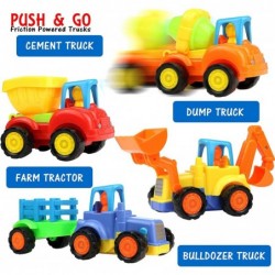 Friction Powered Cars for Toddlers [4 Pack] | Construction Vehicles Toy Set for Boys | Includes Tractor Bulldozer Cement Mixe...