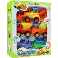 Friction Powered Cars for Toddlers [4 Pack] | Construction Vehicles Toy Set for Boys | Includes Tractor Bulldozer Cement Mixe...