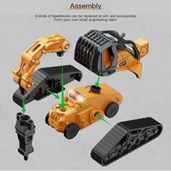 1:32 Scale Metal Die-Cast Engineering Vehicle 4 in 1 Assemble Bulldozer Excavator Driller Road Roller Contruction Truck $28.9...