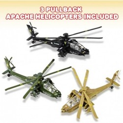 Diecast Apache Helicopters with Pullback Mechanism Set of 3 Diecast Toy Choppers with Spinning Propellers Birthday Party Favo...