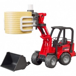 02192 Schaffer Compact Loader 2630 Farm Tractor with Shovel Bale Gripper and 1 Round Hay Bale $61.10 Kids' Play Tractors