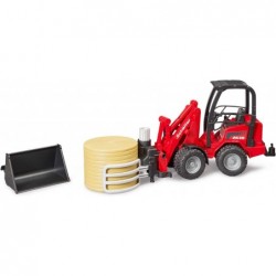 02192 Schaffer Compact Loader 2630 Farm Tractor with Shovel Bale Gripper and 1 Round Hay Bale $61.10 Kids' Play Tractors