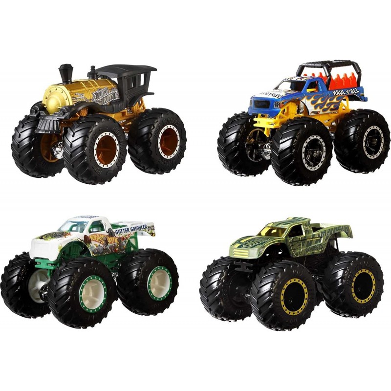 Monster Trucks 1:64 Scale 4-Pack with Giant Wheels Gift Idea for Kids 3 to 6 Years Old [Styles May Vary] $29.48 Kids' Play Tr...