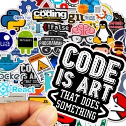 Programmer's Software Programming Sticker 50Pcs Waterproof Removable Cute Beautiful Stylish Teen Stickers Suitable for Boys a...