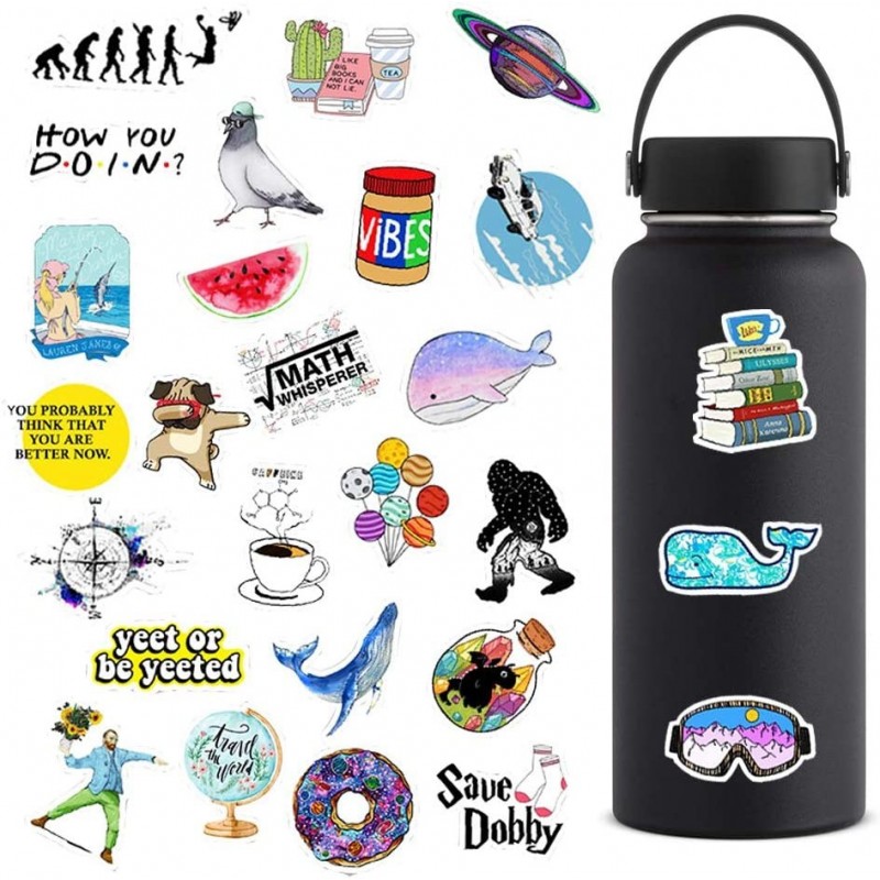 Mai Zi Stickers for Water Bottles 53 pcs Laptop Stickers Waterproof Stickers Pack Cute Aesthetics Stickers for Teens Girls $1...