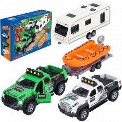 4 Pack Pickup Truck Trailer Toys for Boys Kids Toy Camper Boat Diecast Truck Vehicle 1:36 Scale Pull Back Metal Car Toys Play...