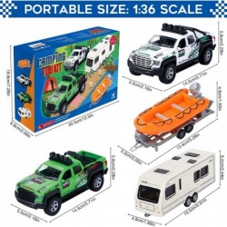 4 Pack Pickup Truck Trailer Toys for Boys Kids Toy Camper Boat Diecast Truck Vehicle 1:36 Scale Pull Back Metal Car Toys Play...