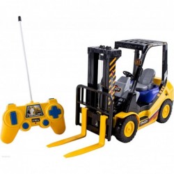 WolVolk 6-Channel Electric Remote Control Forklift - Functional RC Lighted Fork Lift Toy w/ Pallet Barrel Rechargeable Batter...