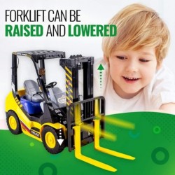 WolVolk 6-Channel Electric Remote Control Forklift - Functional RC Lighted Fork Lift Toy w/ Pallet Barrel Rechargeable Batter...