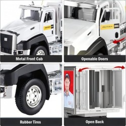 3 Pack City Diecast Semi Trucks Transport Set - Big Toy Garbage Truck Oil Tanker & Transport Vehicle Toy with Pull Back Actio...