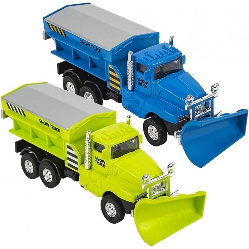 Pull Back Snow Plow Toys Set of 2 Diecast Metal Kids’ Pullback Toys Cool Car Toys for Boys and Girls Snowplow Trucks for Chil...