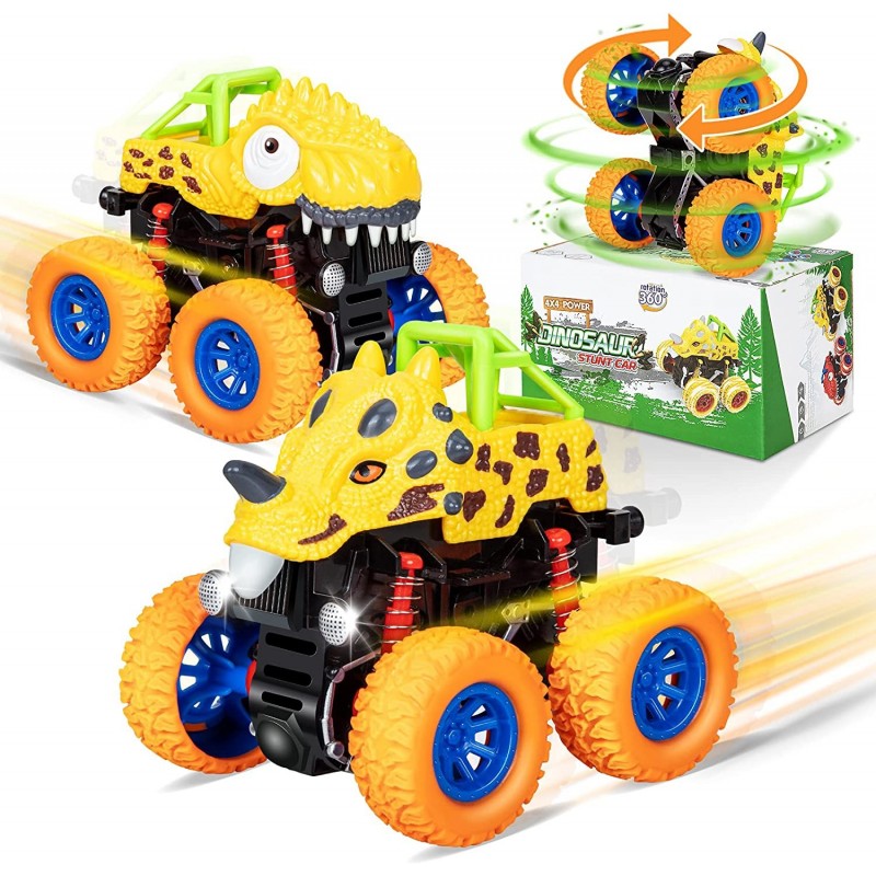 Dinosaur Truck Dinosaur Toys for Kids 3-5 Monster Truck Toys for 3 Year Old Boy 2Pcs Pull Back Dinosaur Cars Kids Toys Fricti...