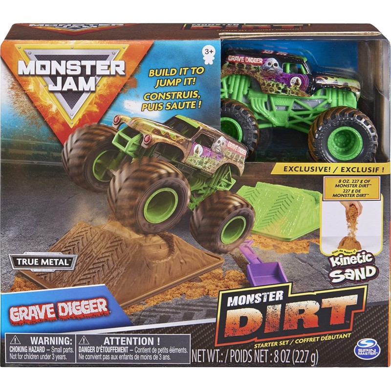 Monster Jam Grave Digger Monster Dirt Starter Set with 8oz Monster Dirt and Official 1:64 Scale Truck $41.69 Kids' Play Trucks