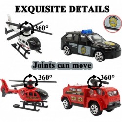 Toy Vehicle Playsets DieCast Push and Go Mini Police Car Fire Engine Truck and Helicopters Toy in Semi Carrier Truck Emergenc...