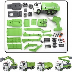 JOYIN 4-in-1 Take Apart Truck Toys with Electric Drill (Converts to Remote Control) Transform to 4 Types Truck Including Recy...