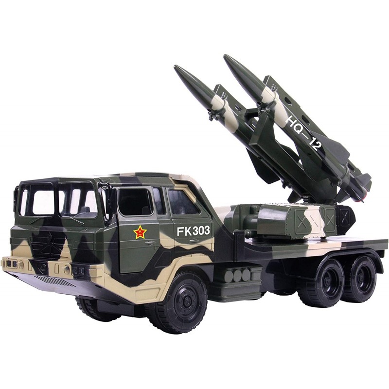 Military Missile Transport Army Truck Anti Aircraft Twin Missile Jungle Camouflage Toy Truck $38.78 Kids' Play Trucks