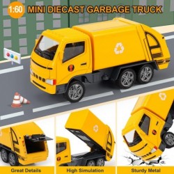 1/60 Scale Diecast Metal Garbage Truck Toy Mini Waste Management Recycling Truck Toys for Kids Yellow $35.32 Kids' Play Trucks