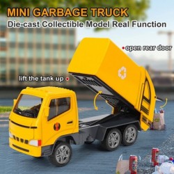 1/60 Scale Diecast Metal Garbage Truck Toy Mini Waste Management Recycling Truck Toys for Kids Yellow $35.32 Kids' Play Trucks