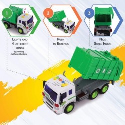 Garbage Truck Toy - Friction-Powered Waste Management Recycling Vehicle Vibrant Lights & 4 Different Sounds Educational Gifts...