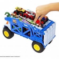 Monster Trucks Monster Mover Rhino Toy Car Hauler Holds 12 1:64 Scale Monster Trucks or 32 with Ramp Launch Gift for Kids 3 Y...