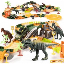 Dinosaur Train Track Toy Set with Race Cars and Jurassic Dinos for Kids Toddlers 2 3 4 5 Years Create A Dinosaur World Road w...