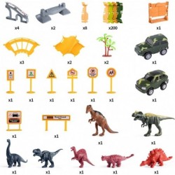 Dinosaur Train Track Toy Set with Race Cars and Jurassic Dinos for Kids Toddlers 2 3 4 5 Years Create A Dinosaur World Road w...