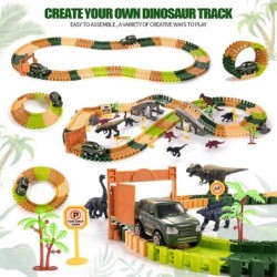 Dinosaur Train Track Toy Set with Race Cars and Jurassic Dinos for Kids Toddlers 2 3 4 5 Years Create A Dinosaur World Road w...