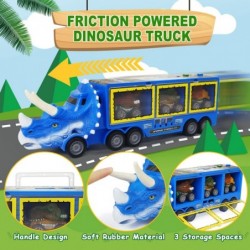 Dinosaur Toys for Kids 3-7 Dinosaur Transport Truck for Boys with Roar & Music Button and Slide 11 Pack Friction Truck Toy In...