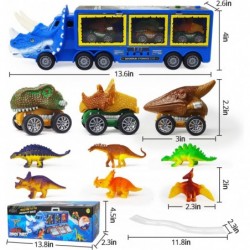 Dinosaur Toys for Kids 3-7 Dinosaur Transport Truck for Boys with Roar & Music Button and Slide 11 Pack Friction Truck Toy In...