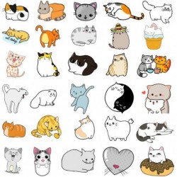 50PCS Cat Sticker Animal Cute Cartoon Decoration DIY Luggage Laptop Computer Water Bottle Fridge Hand Account Scrapbook Small...