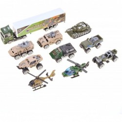 Die-cast Military Truck Army Vehicle Models Car Toys Mini Battle Army Toy Panzer Anti-Air Vehicle Helicopter Playset for Kids...