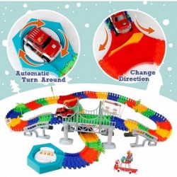 192 Pieces Flexible Race Track Playset - Magic Journey Rainbow Create a Road Super Snap Speedway STEM Building Toy with Race ...