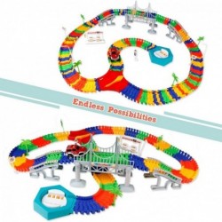 192 Pieces Flexible Race Track Playset - Magic Journey Rainbow Create a Road Super Snap Speedway STEM Building Toy with Race ...