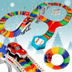 192 Pieces Flexible Race Track Playset - Magic Journey Rainbow Create a Road Super Snap Speedway STEM Building Toy with Race ...