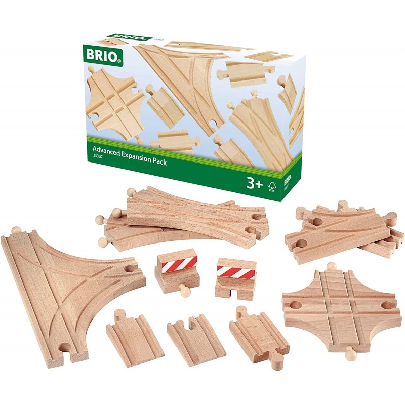 World - 33307 Advanced Expansion Pack | 11 Piece Set of Wooden Train Tracks for Kids Ages 3 and Up $48.81 Toy Vehicle Playsets