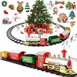 Christmas Train Christmas Train Sets for Under/Around The Tree Christmas Tree Train with Lights and Sound + 15 Decoration Car...