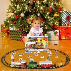 Christmas Train Christmas Train Sets for Under/Around The Tree Christmas Tree Train with Lights and Sound + 15 Decoration Car...