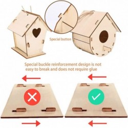 DIY Bird House Kit 4 Packs Wooden Doodle Birdhouses Set Build & Paint Wooden Arts and Painting Craft Toy with Paints & Brushe...