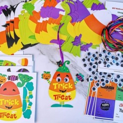 32 Sets Halloween Crafts Kits DIY Halloween Ornaments Decorations Art Sets Pumpkin Monster Jack-o'-Lantern Stickers Arts Craf...