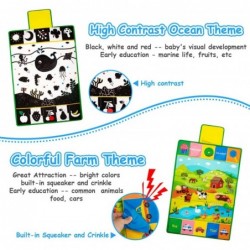 Tummy Time Mirror & Play Mat & Pillow 3-in-1 High Contrast Black and White Baby Toys Activity Mat for Early Education Newborn...