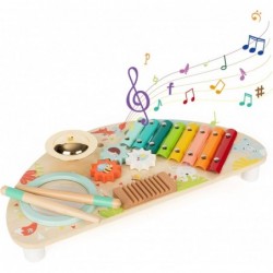 Baby Toys Musical Instruments All-in-one Musical Toys for Toddlers 1-3 (Includes Xylophone Drum Cymbal Guiro Gears) Wooden Mo...