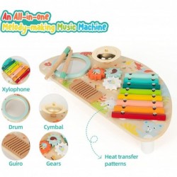 Baby Toys Musical Instruments All-in-one Musical Toys for Toddlers 1-3 (Includes Xylophone Drum Cymbal Guiro Gears) Wooden Mo...