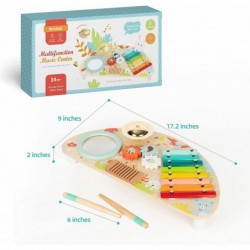 Baby Toys Musical Instruments All-in-one Musical Toys for Toddlers 1-3 (Includes Xylophone Drum Cymbal Guiro Gears) Wooden Mo...