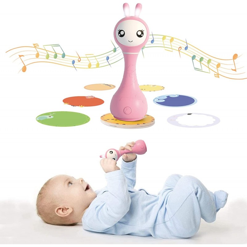 Smarty Bunny Shake & Tell Newborn Musical Toy Rattle Teether with Color Learning / Music / Song / Bedtime Story Chew-Safe Lum...