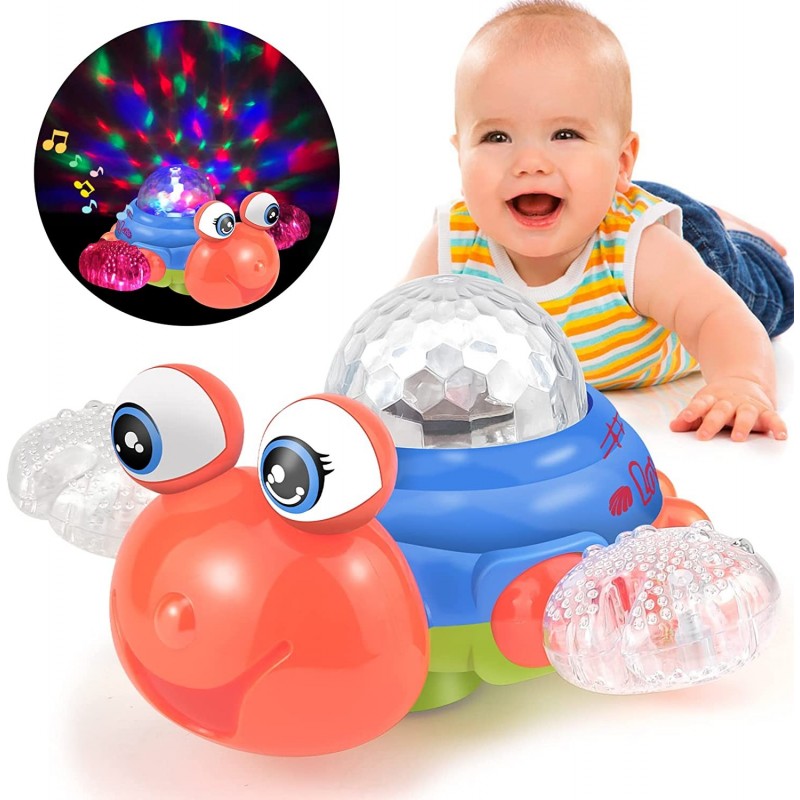 Crawling Toys Crab & Turtle & Fish Baby Toys for Toddlers Infant Interactive Walking Dancing Animal Toys with Music Sounds & ...