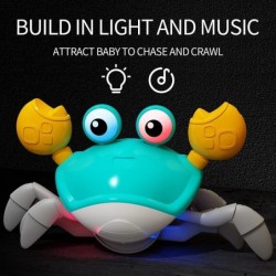 Crawling Crab Baby Toy Green Crawling Crab Baby Toy with Music and Led Light Up for Kids Interactive Musical Toy with Automat...