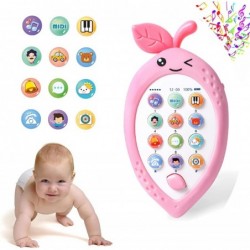 music phone toy with soft colour teething glue lights various sounds Learn pretend phone fun pink smart phone toys lemon-shap...