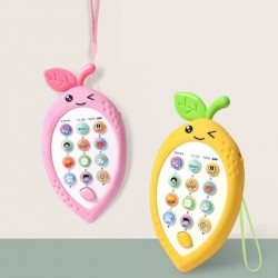 music phone toy with soft colour teething glue lights various sounds Learn pretend phone fun pink smart phone toys lemon-shap...