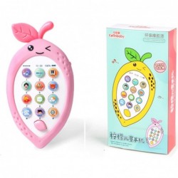 music phone toy with soft colour teething glue lights various sounds Learn pretend phone fun pink smart phone toys lemon-shap...