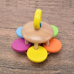 Baby Rattle Set 4 Pack Colorful Wooden Educational Grasping Rattle for Newborn Montessori Hand Bell Toy Suitable from Birth $...